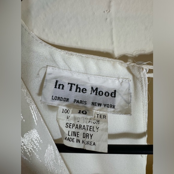 In The Mood Vintage Lace Pleated Ivory Dress Size 10 Long Sleeve 80's 90’s - Picture 4 of 16